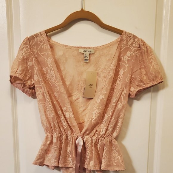 MNG Suit Pink Babydoll Top Size Small New With Tags - Picture 2 of 7